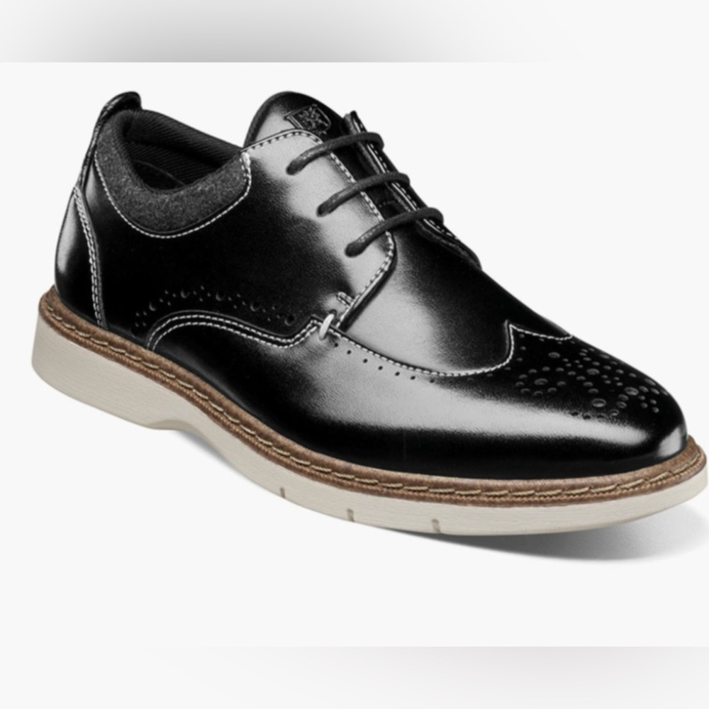 Stacy Adams Red Zone Collection KIDS SYNERGY Black Wingtip Lace Up dress shoes 5